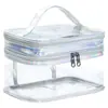 Bolsa de Cosméticos Transparente de PVC de Doble Capa ins Gran Capacidad Portátil Impermeable para Viaje Bolsa de Almacenamiento para Artículos de Tocador