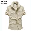 JEEP SPIRIT Verano Casual de Negocios Camisa de Media Manga para Hombre Moda de Negocios Camisa de Manga Corta Top 0252