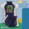 Traje de banho de verão para crianças maiores e crianças gordinhas, exclusivo do Minecraft, modelagem solta, secagem rápida, respirável, conjunto de natação de duas peças para meninos