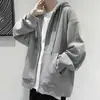 Sudadera cárdigan para hombre, sudadera con capucha de otoño, ropa de color liso, forrada de polar, con cremallera, corte holgado, camiseta deportiva para hombre de otoño e invierno