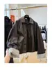 Chaqueta de cuero casual con solapa estilo coreano 2026 para mujer, súper elegante, parka corta única de alta gama para otoño