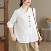Foto real de la camisa top de manga larga de gasa de doble capa bordada, versátil y artística, nuevo estilo primavera y otoño 2026