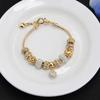 Pulsera transfronteriza de amor con diamantes completos color oro KC chapada en oro, creativa, con cadena de hueso de serpiente con cuentas, para damas, Nueva