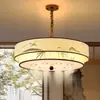 Lustre estético para sala de estar estilo Dinastia Song, luz principal para salão Zen estilo chinês novo, luminárias retrô de tecido para quarto e sala de jantar