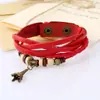 Popular Europeo y Americano Nuevo Colgante de Torre de Hierro Tejido Pulsera de Cuero Correa de Reloj Accesorios para Estudiantes Pulsera de Cuero Genuino
