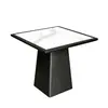 Mesa de Jantar e Cadeiras de Pedra Sinterizada Branca Barriga de Peixe de Luxo Leve para Apartamento Pequeno em Casa Mesa de Jantar Restaurante Ocidental Mesa Longa Mesa Redonda Conjunto de Cadeiras Estofadas Macias