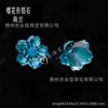 Brincos de Tarraxa Flor de Cinco Pétalas Yongjia Gem Cor Pura Corte Flor de Cerejeira Zircônia Cúbica Acessórios para Joias DIY Atacado