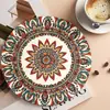 Tapete isolante térmico para mesa de jantar em casa estilo boêmio, tapete redondo estilo nórdico, tapete absorvente para mesa de centro, porta-copos anti-queimadura e antiderrapante, jogo americano