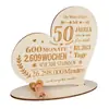 Regalos de Dinero para Bodas: Decoración de Mantel con Forma de Corazón de Madera con Sellos de Tiempo y Regalos en Dinero Combinados para un Regalo de Aniversario