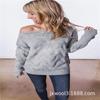 2024 AliExpress Amazon Ebay Nuevo Suéter Abrigo Tejido para Mujer con Cuello de Un Carácter y Hombro Torcido