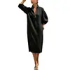 Verão 2026 Nova Moda Europeia e Americana Feminina Vestido Simples Casual Solto Longo