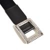 Cinturón ancho con hebilla cuadrada versátil, estilo europeo y americano, decorativo, elástico, con diamantes de imitación, cintura ajustada, con sello de cintura, para mujer, color negro