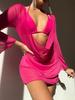 Nuevo Europeo y Americano Explosiones Traje de Baño Blusa para Mujer Vacaciones en la Playa Casual Protección Solar Blusa Sexy Semicubierta Cuello Alto