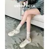 Sapatos Femininos de Couro Genuíno com Solas Grossas e Aumento Interno Sapatos de Treinamento Moral para Mulheres, Tênis Esportivos Casuais, Sapatos Brancos Forrest Gump, Sapatos Sujos de Estrela
