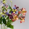 Pintura al óleo de flor artificial con tres iris pequeños, Exhibición de alta calidad para escaparate de centro comercial con arreglo floral, Decoración para el hogar temática de Alicia