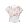 Ropa de mujer transfronteriza al por mayor moda estilo europeo y americano top de dos piezas falso primavera 2026 nuevo camiseta de manga corta con cuello halter