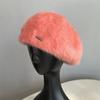 Boina de Felpa de Conejo Angora para Invierno para Mujer Estilo Coreano Color Sólido Simple Retro Cálida Sombrero de Artista de Moda