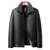 Chaqueta de Cuero PU Peluda para Hombres de Mediana Edad Solapa Estilo Papá 2026 Otoño/Invierno Nueva Chaqueta de Cuero Gruesa Cálida Ropa de Abrigo Hombres
