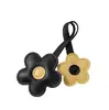 Encanto de Bolso de Flores de Bloques de Color de Moda Colgante de Cuero PU Llavero de Cuero Lanyard de Llavero de Girasol de Cinco Pétalos de Bloques de Color
