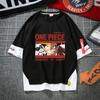 Camiseta de One Piece de manga corta con dibujos animados para hombre y mujer, con el logotipo de Esjobaro, Luffy y Solon de Barba Blanca.