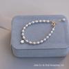 Pulseira de miçangas de painço de água doce de 3-5 mm, bracelete ajustável de pérolas de água doce com sensação de menina branca fresca, pequena estrela e concha