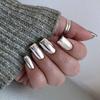 Espelho Prateado Unhas Vestíveis Ins Popular Mesmo Estilo Unhas Postiças Produto Acabado Atacado Quadrado Europeu Cor Pura Transfronteiriço