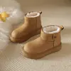 Botas de Neve Quentes Novas de Inverno 2026 Femininas Solado Grosso Pelúcia Interna Sapatos Pão Estilo Coreano Bico Redondo Clássico Retrô Sapatos de Algodão Tendência