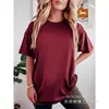 Camiseta Casual Masculina de Algodão Respirável, Gola Redonda, Manga Curta, Cor Lisa, Corte Regular, 180g, Transfronteiriça, 10 Primavera e Verão