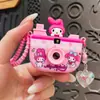 Chaveiro de Câmera Sanrio em Forma de Barco Fofo Desenho Animado Kuromi KT Brinquedo Luminoso Pingente de Mochila de Estudante Presente