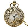Venta Caliente Transfronteriza Retro Bronce Plata Negro Engranaje Vintage Reloj de Bolsillo Creativo Reloj de Bolsillo con Números Grandes