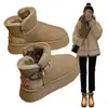 Botas de nieve para mujer con suela gruesa, nuevas de invierno 2026, cálidas, que aumentan la altura, forradas de felpa y con algodón engrosado