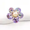 Broche de Flor de Cristal e Pérola Feminino Decorativo Presente Acessórios Elegantes de Alto Padrão