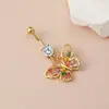 Europa y Estados Unidos más vendidos piercing corporal clavo de ombligo mariposa color mágico incrustado circonita anillo de ombligo moda nicho personalidad hebilla de ombligo