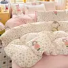 Conjunto de roupa de cama de gaze dupla camada, macio como nuvem, grau A, seguro para bebês, incluindo um lençol de algodão lavável, capa de edredom e um conjunto de três peças para dormitórios, com um lençol de elástico