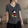 Camiseta de manga corta con cuello en V, holgada, talla grande, para mujer, superávit de comercio exterior transfronterizo