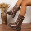 Botas de Caballero Martin Gruesas de Suela Gruesa para Mujer, Estilo Otoño Nuevo Transfronterizo Europeo y Americano, con Hebilla Metálica para Cinturón, Botas de Mujer Talla Grande Estilo Británico
