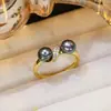 Accesorios DIY Plata de Ley S925 Moda Configuración de Anillo de Perla Base de Anillo Doble de Perla Banda de Anillo Ajustable 5-7mm
