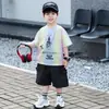 Conjunto de Verano de Manga Corta para Niños 2026 Nuevo Estilo Coreano Fresco y Elegante Conjunto de Verano Infantil para Niños Pequeños, Pantalones Cortos Delgados Conjunto de Dos Piezas