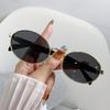 Óculos de sol personalizados de metal oval femininos europeus e americanos, óculos de sol de armação grande, óculos de sol de celebridades da Internet, óculos de sol retrô de fotografia de rua