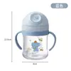 Taza de Plástico con Popote de Dibujos Animados para Niños, Boquilla Linda Resistente a Mordidas para Bebés, Botella de Agua Antiahogo, Taza de Aprendizaje para Beber con Doble Asa
