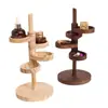 En stock Estante de almacenamiento de joyas de madera giratorio de 4 niveles Estante de almacenamiento de llaves de entrada Estante de exhibición de perfume y joyas