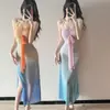 Vestido Largo de Chica Atractiva al Atardecer Traje de Baño Bikini de Tres Piezas Dividido para Mujer Versátil de Celebridad de Internet Traje de Baño con Tirantes de Playa