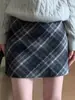 Saia Matelassê Color Block Estilo Estudante Versátil Tendência Retro Saia Curta Lã Acinturada Linha A Plus Size Feminina