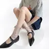 Calcetines de Malla para Pantorrilla Estilo Coreano de Primavera y Verano Calcetines de Red Transparente Ultra Delgados de Lunares Calcetines de Encaje Retro con Lazo para Ballet