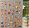 Adesivos de Unha Artística Embossados de Folha de Bordo e Girassol de Outono Padrão de Flor de Abóbora 3D Adesivos de Unha Adesivos Estilo Sl