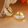 Brincos redondos de zircônia multicolorida de luxo banhados a ouro real, brincos femininos de diamante europeu e americano, joias personalizadas de nicho da moda