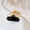 Anel de Trevo de Quatro Folhas da Sorte Feminino Luxo Leve Design de Nicho Personalidade Abertura Ajustável Diamantes Brilhantes Exquisito Fashionável Retro Anel de Dedo Atacado