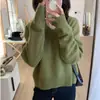 Estilo Coreano Otoño e Invierno Nuevo Cuello en V Tejido Perezoso para Mujer Suave y Ceroso Top de Punto Camisa para Capas Interiores