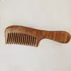 Peine de Sándalo Verde con Mango, Peine de Media Luna, Peine de Madera para Peluquería para el Cuero Cabelludo, Portátil para Uso en Casa, Peine de Madera Ancho y Fino, Madera Maciza