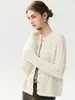 Nueva colección de otoño: Cárdigan de punto de cachemira de estilo sencillo con cuello redondo y patrón de trenzas, con botones de perla, un abrigo suéter cálido para mujer